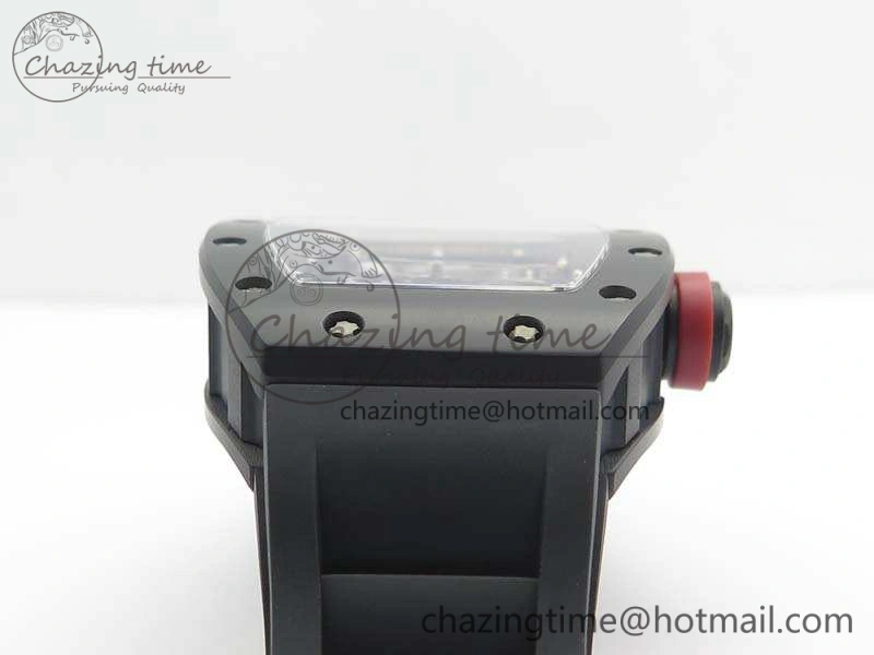 RM055 Real Ceramic Case KVF Best Edition Skeleton Dial Red Crown On Rubber Strap MIYOTA QuickDry 9529