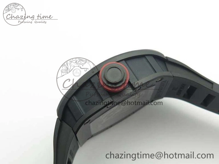 RM055 Real Ceramic Case KVF Best Edition Skeleton Dial Red Crown On Rubber Strap MIYOTA QuickDry 9529