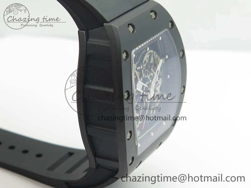 RM055 Real Ceramic Case KVF Best Edition Skeleton Dial Red Crown On Rubber Strap MIYOTA QuickDry 9529