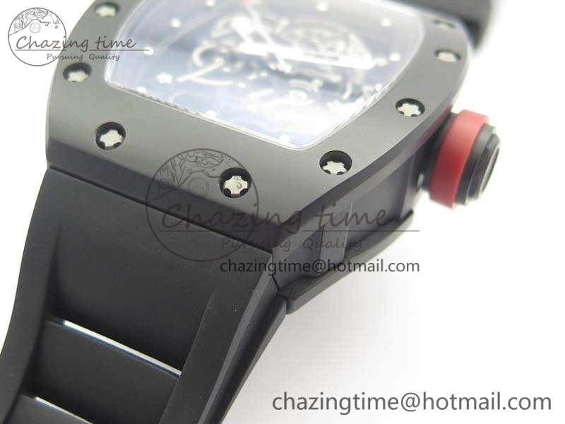 RM055 Real Ceramic Case KVF Best Edition Skeleton Dial Red Crown On Rubber Strap MIYOTA QuickDry 9529