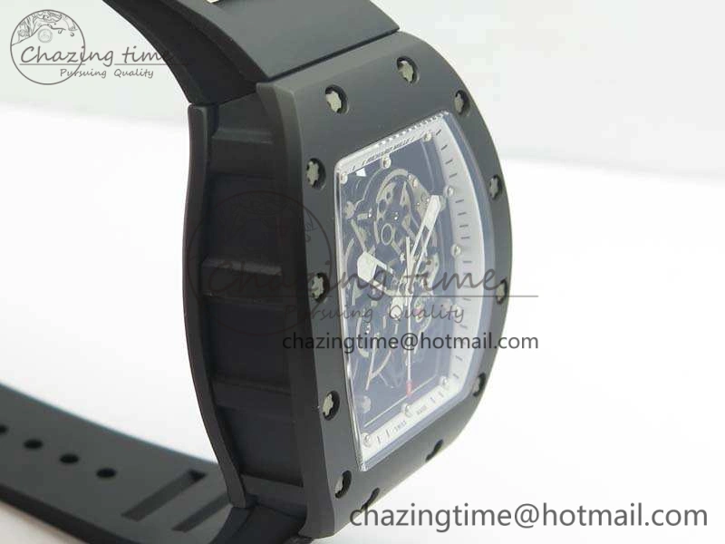 RM055 Real Ceramic Case KVF Best Edition Skeleton Dial White Inner Bezel On Rubber Strap MIYOTA Cozy 9543