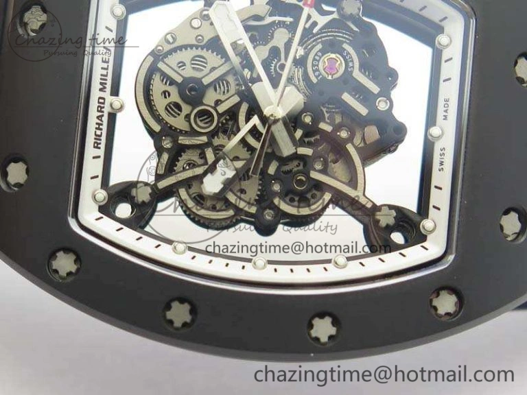 RM055 Real Ceramic Case KVF Best Edition Skeleton Dial White Inner Bezel On Rubber Strap MIYOTA Cozy 9543