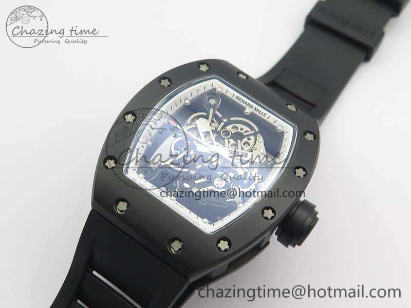 RM055 Real Ceramic Case KVF Best Edition Skeleton Dial White Inner Bezel On Rubber Strap MIYOTA Cozy 9543