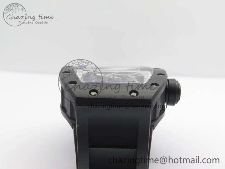 RM055 Real Ceramic Case KVF Best Edition Skeleton Dial White Inner Bezel On Rubber Strap MIYOTA Cozy 9543