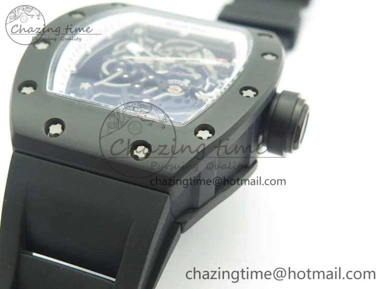 RM055 Real Ceramic Case KVF Best Edition Skeleton Dial White Inner Bezel On Rubber Strap MIYOTA Cozy 9543