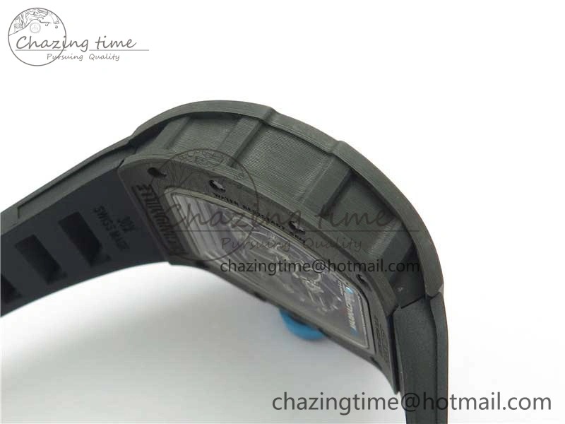 Classic RM055 Real NTPT ZF 1:1 Best Edition Skeleton Dial on Black Rubber Strap SEIKO Movement 9398