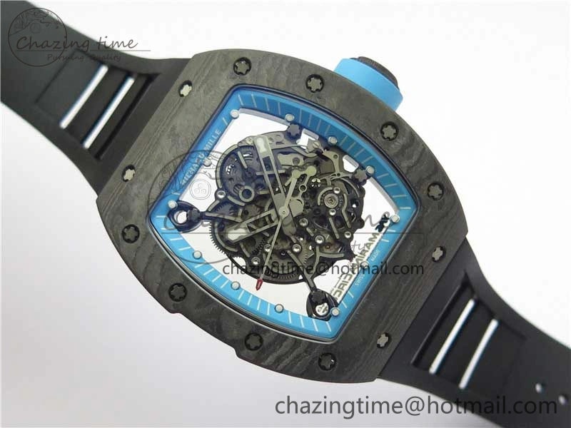 Classic RM055 Real NTPT ZF 1:1 Best Edition Skeleton Dial on Black Rubber Strap SEIKO Movement 9398