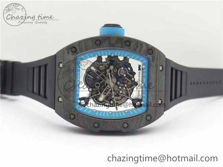 Classic RM055 Real NTPT ZF 1:1 Best Edition Skeleton Dial on Black Rubber Strap SEIKO Movement 9398