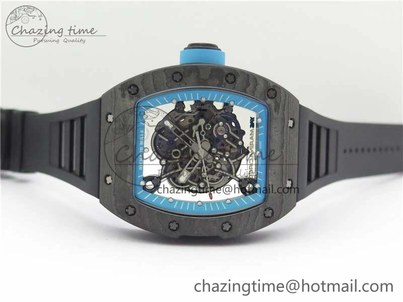 Classic RM055 Real NTPT ZF 1:1 Best Edition Skeleton Dial on Black Rubber Strap SEIKO Movement 9398