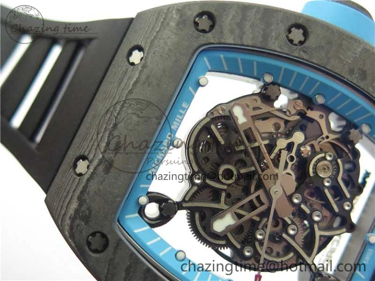 Classic RM055 Real NTPT ZF 1:1 Best Edition Skeleton Dial on Black Rubber Strap SEIKO Movement 9398