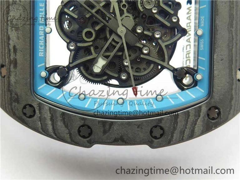 Classic RM055 Real NTPT ZF 1:1 Best Edition Skeleton Dial on Black Rubber Strap SEIKO Movement 9398