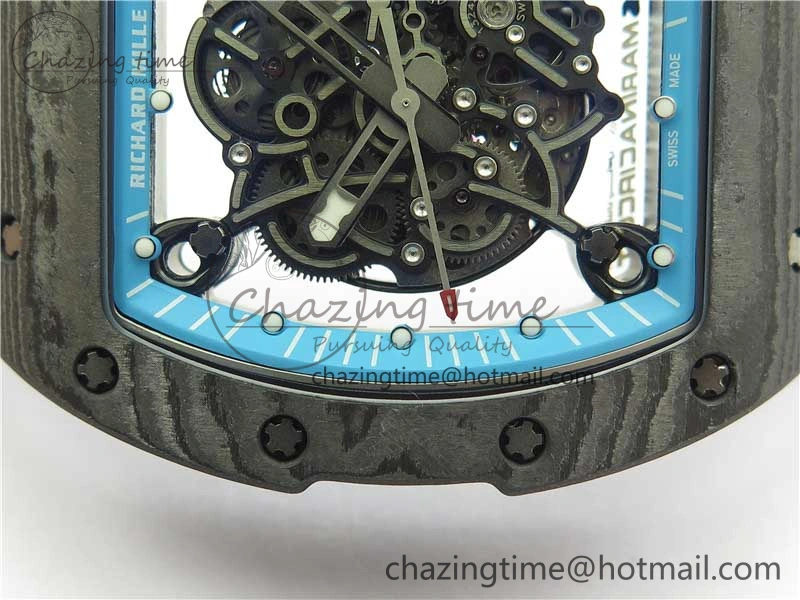 Classic RM055 Real NTPT ZF 1:1 Best Edition Skeleton Dial on Black Rubber Strap SEIKO Movement 9398