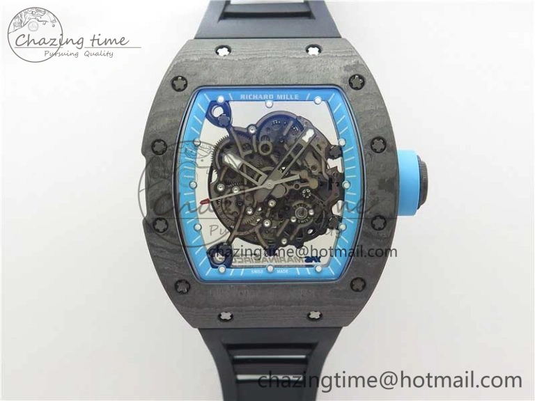 Classic RM055 Real NTPT ZF 1:1 Best Edition Skeleton Dial on Black Rubber Strap SEIKO Movement 9398