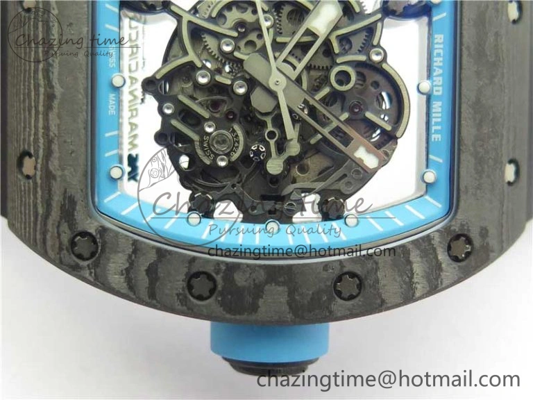 Classic RM055 Real NTPT ZF 1:1 Best Edition Skeleton Dial on Black Rubber Strap SEIKO Movement 9398