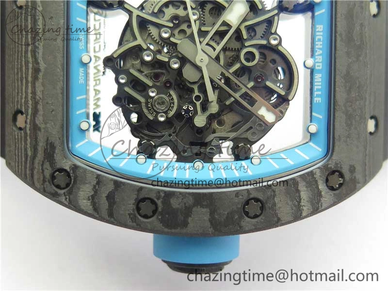 Classic RM055 Real NTPT ZF 1:1 Best Edition Skeleton Dial on Black Rubber Strap SEIKO Movement 9398
