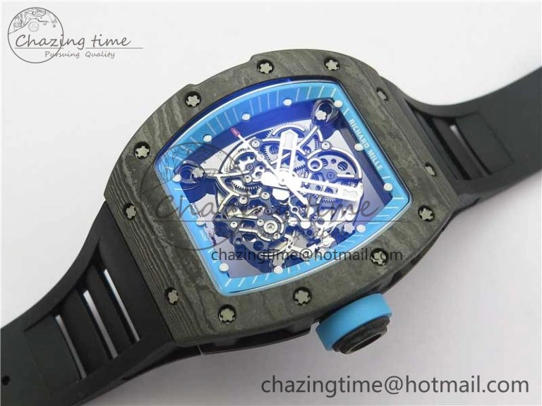 Classic RM055 Real NTPT ZF 1:1 Best Edition Skeleton Dial on Black Rubber Strap SEIKO Movement 9398