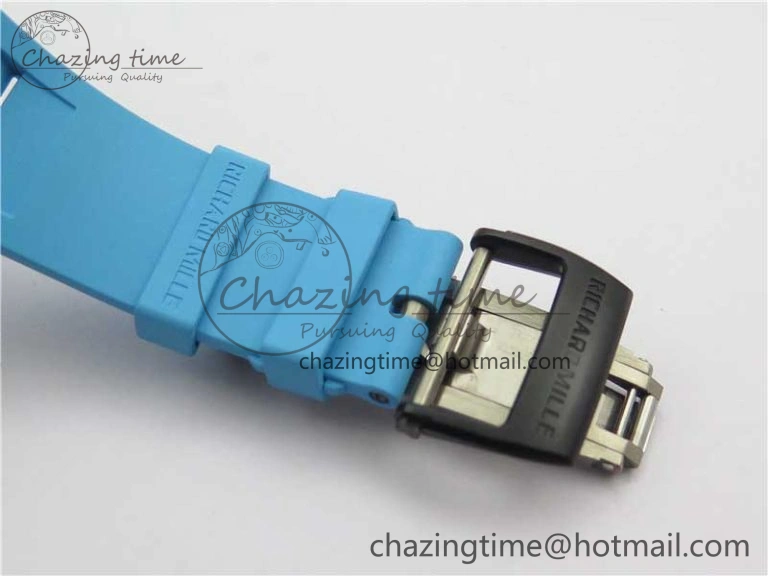 RM055 Real NTPT ZF 1:1 Best Edition Skeleton Dial on Blue Rubber Strap SEIKO Movement GoAnywhere 9394