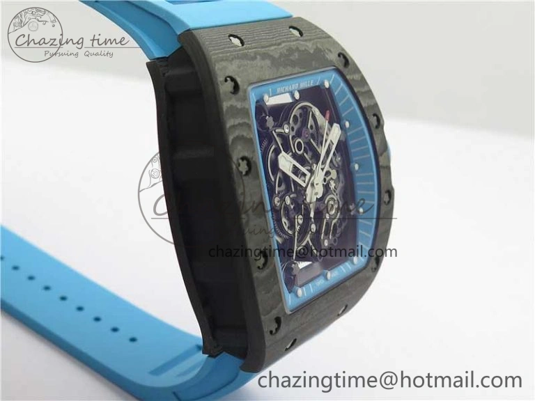 RM055 Real NTPT ZF 1:1 Best Edition Skeleton Dial on Blue Rubber Strap SEIKO Movement GoAnywhere 9394