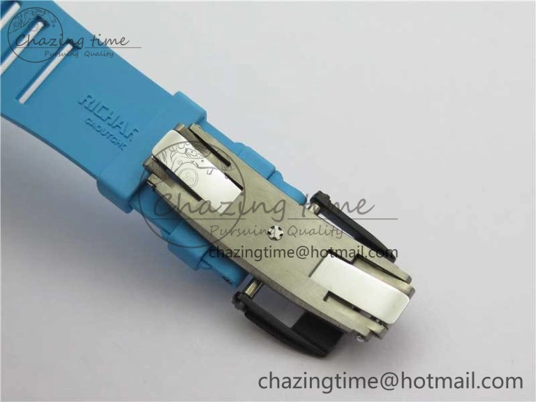 RM055 Real NTPT ZF 1:1 Best Edition Skeleton Dial on Blue Rubber Strap SEIKO Movement GoAnywhere 9394