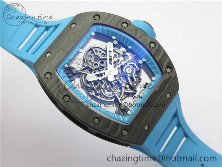 RM055 Real NTPT ZF 1:1 Best Edition Skeleton Dial on Blue Rubber Strap SEIKO Movement GoAnywhere 9394