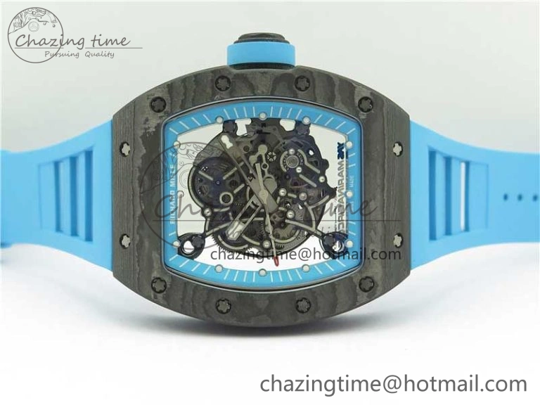 RM055 Real NTPT ZF 1:1 Best Edition Skeleton Dial on Blue Rubber Strap SEIKO Movement GoAnywhere 9394
