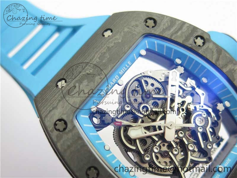 RM055 Real NTPT ZF 1:1 Best Edition Skeleton Dial on Blue Rubber Strap SEIKO Movement GoAnywhere 9394