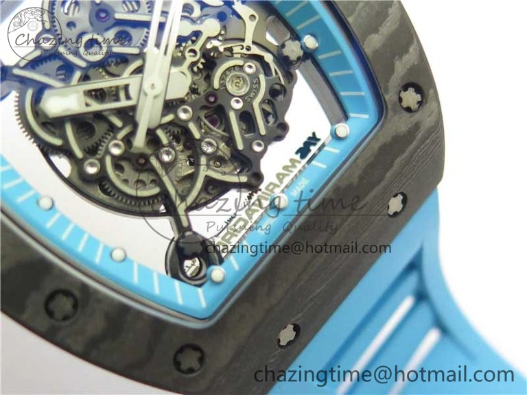 RM055 Real NTPT ZF 1:1 Best Edition Skeleton Dial on Blue Rubber Strap SEIKO Movement GoAnywhere 9394