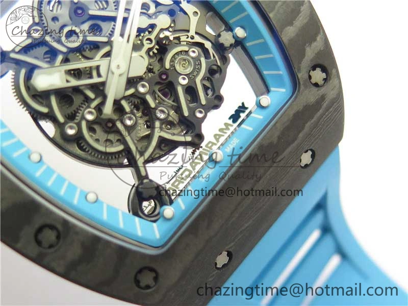 RM055 Real NTPT ZF 1:1 Best Edition Skeleton Dial on Blue Rubber Strap SEIKO Movement GoAnywhere 9394