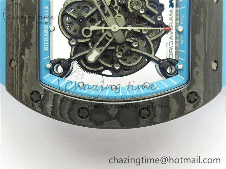 RM055 Real NTPT ZF 1:1 Best Edition Skeleton Dial on Blue Rubber Strap SEIKO Movement GoAnywhere 9394