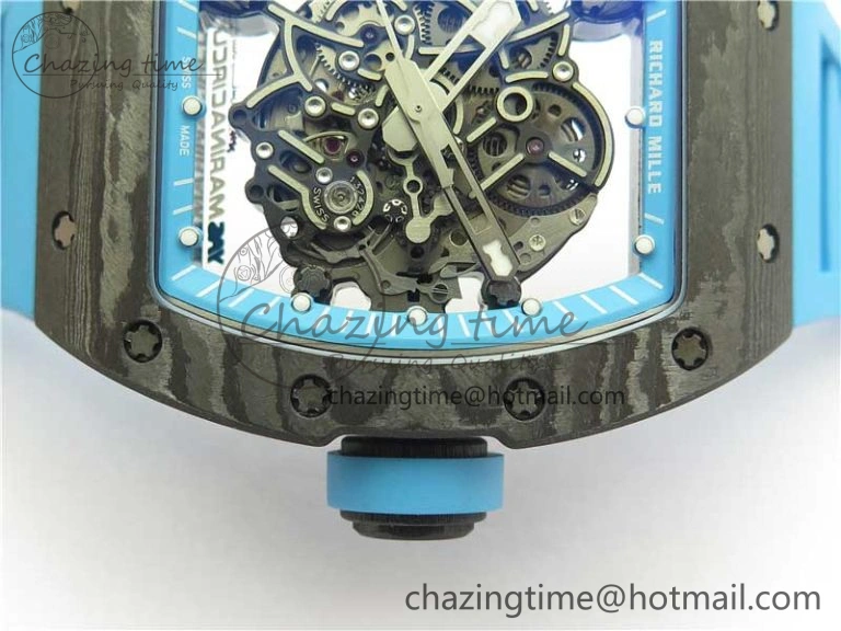 RM055 Real NTPT ZF 1:1 Best Edition Skeleton Dial on Blue Rubber Strap SEIKO Movement GoAnywhere 9394