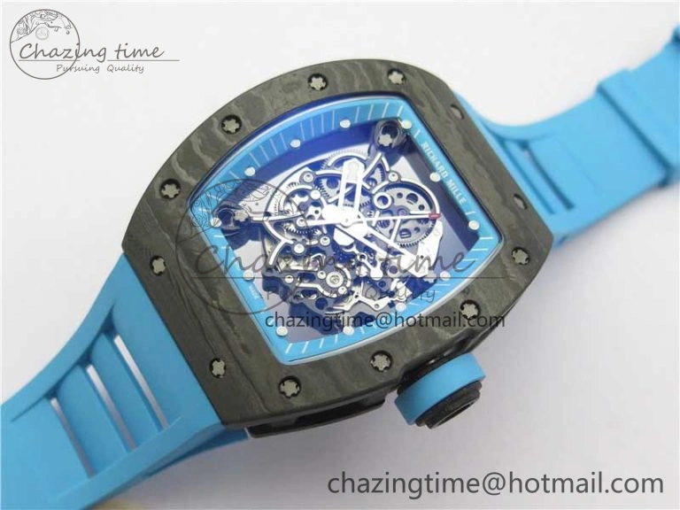 RM055 Real NTPT ZF 1:1 Best Edition Skeleton Dial on Blue Rubber Strap SEIKO Movement GoAnywhere 9394
