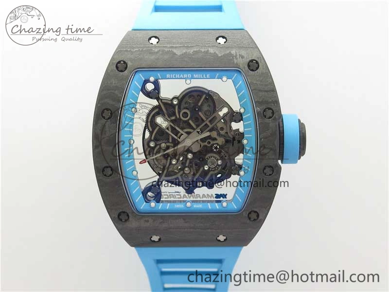 RM055 Real NTPT ZF 1:1 Best Edition Skeleton Dial on Blue Rubber Strap SEIKO Movement GoAnywhere 9394