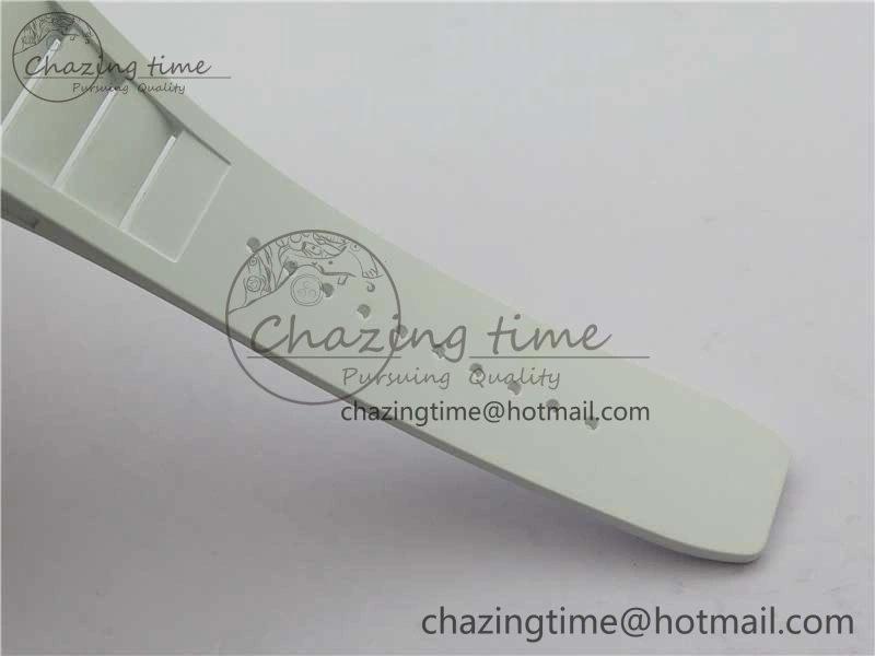 RM055 Real NTPT ZF 1:1 Best Edition Skeleton Dial on White Rubber Strap SEIKO Movement Original 9407