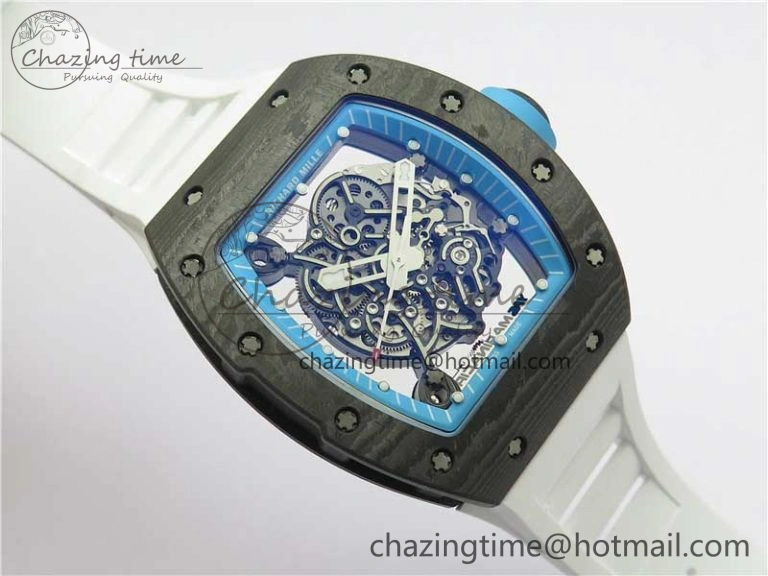 RM055 Real NTPT ZF 1:1 Best Edition Skeleton Dial on White Rubber Strap SEIKO Movement Original 9407