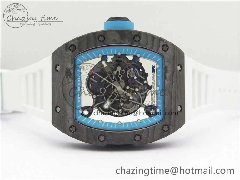 RM055 Real NTPT ZF 1:1 Best Edition Skeleton Dial on White Rubber Strap SEIKO Movement Original 9407