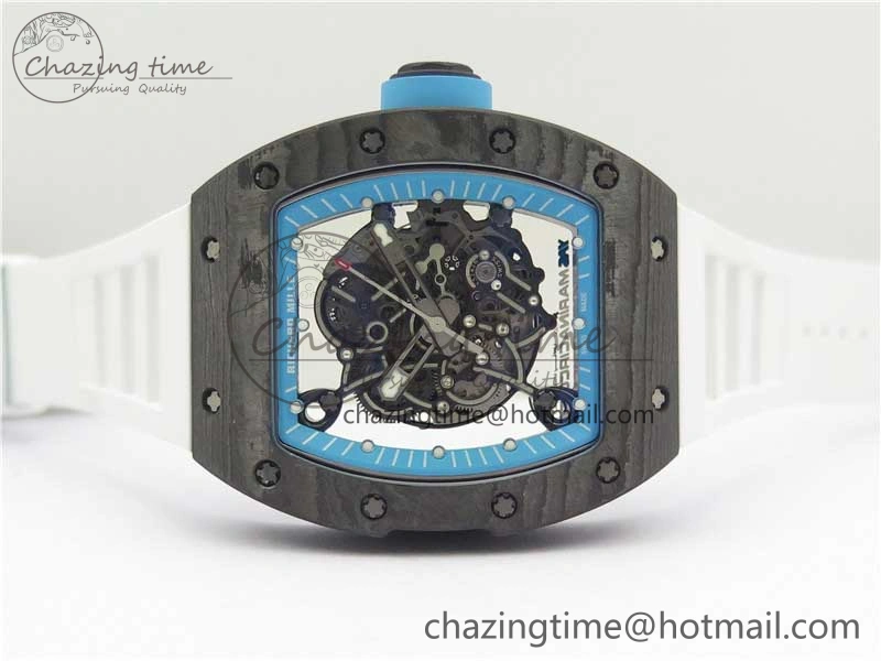 RM055 Real NTPT ZF 1:1 Best Edition Skeleton Dial on White Rubber Strap SEIKO Movement Original 9407