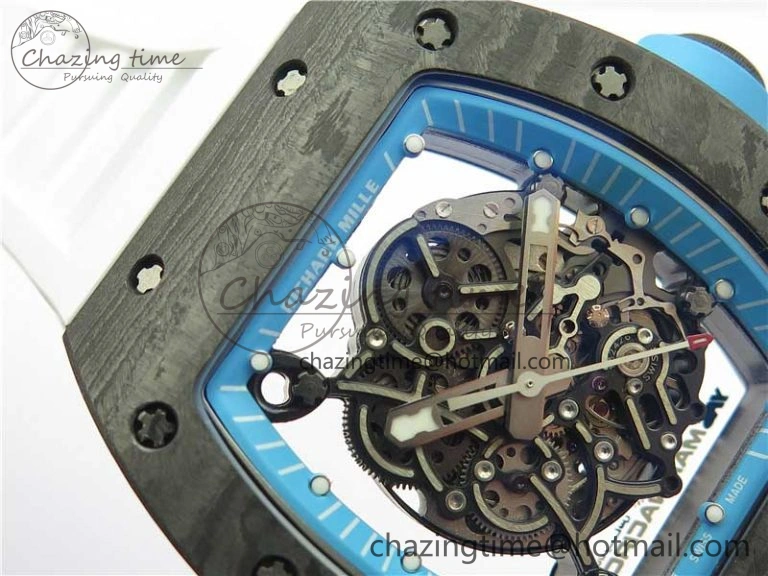 RM055 Real NTPT ZF 1:1 Best Edition Skeleton Dial on White Rubber Strap SEIKO Movement Original 9407