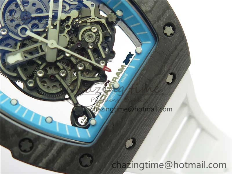 RM055 Real NTPT ZF 1:1 Best Edition Skeleton Dial on White Rubber Strap SEIKO Movement Original 9407