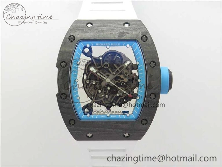 RM055 Real NTPT ZF 1:1 Best Edition Skeleton Dial on White Rubber Strap SEIKO Movement Original 9407