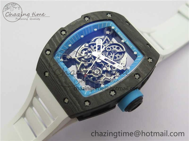 RM055 Real NTPT ZF 1:1 Best Edition Skeleton Dial on White Rubber Strap SEIKO Movement Original 9407