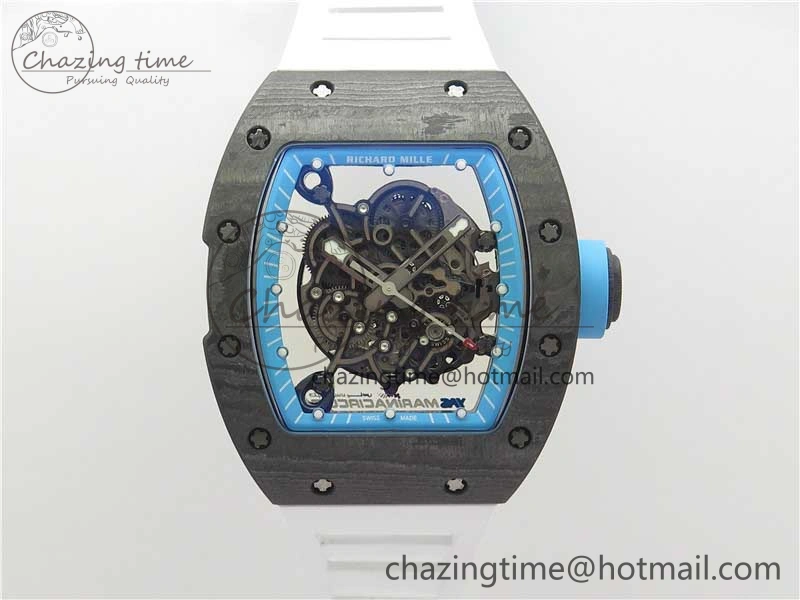 RM055 Real NTPT ZF 1:1 Best Edition Skeleton Dial on White Rubber Strap SEIKO Movement Original 9407