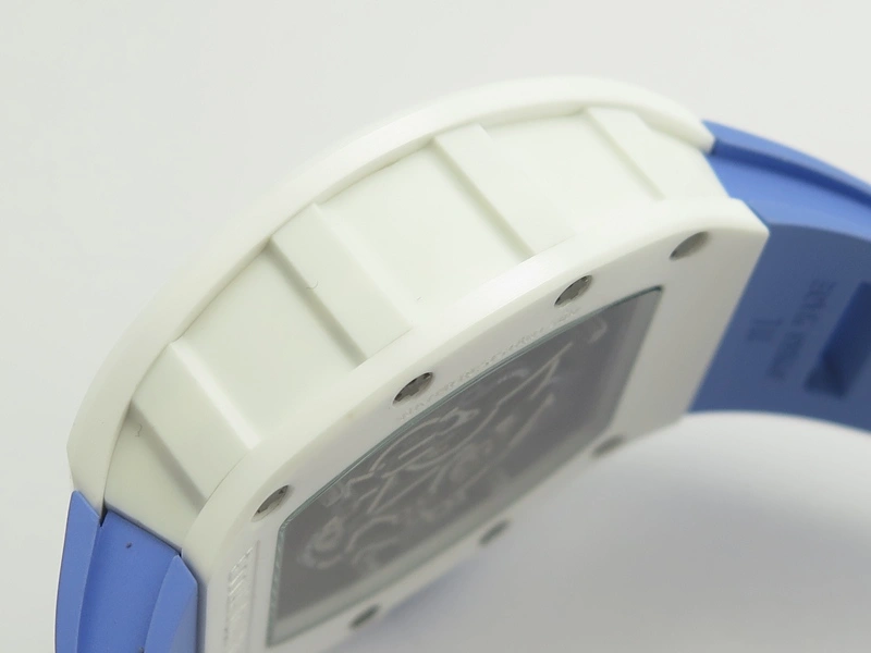 Unique RM055 Real White Ceramic Case KVF Best Edition Blue Inner Bezel Skeleton Dial Blue On Blue Rubber Strap MIYOTA8215 V 9482