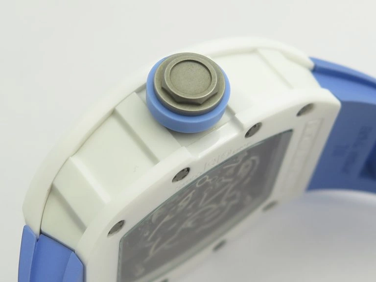 Unique RM055 Real White Ceramic Case KVF Best Edition Blue Inner Bezel Skeleton Dial Blue On Blue Rubber Strap MIYOTA8215 V 9482