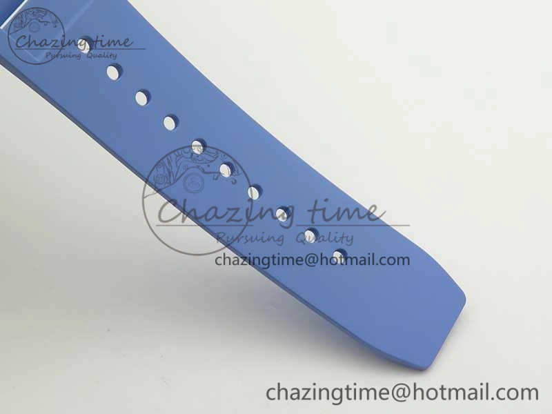 Unique RM055 Real White Ceramic Case KVF Best Edition Blue Inner Bezel Skeleton Dial Blue On Blue Rubber Strap MIYOTA8215 V 9482