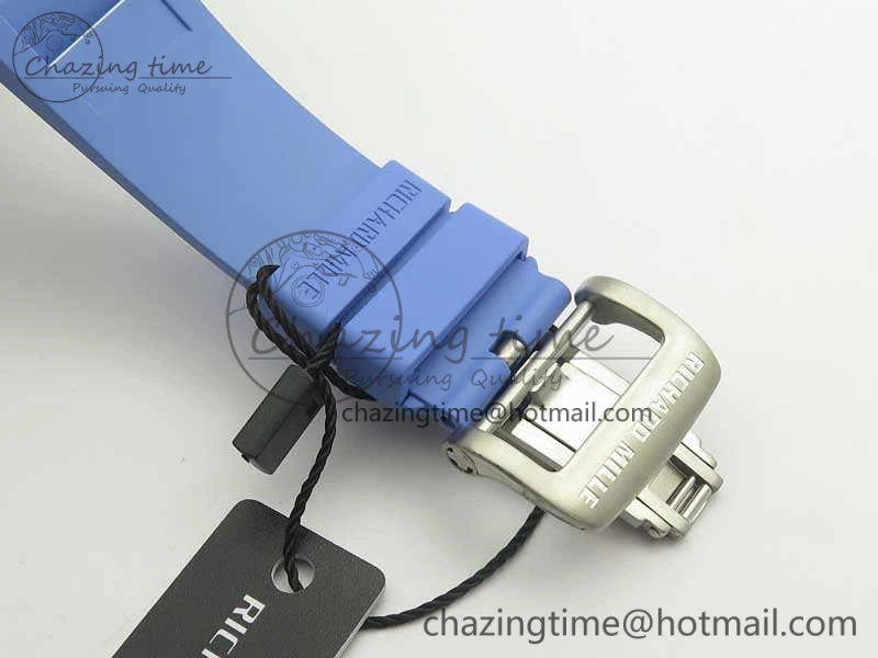 Unique RM055 Real White Ceramic Case KVF Best Edition Blue Inner Bezel Skeleton Dial Blue On Blue Rubber Strap MIYOTA8215 V 9482