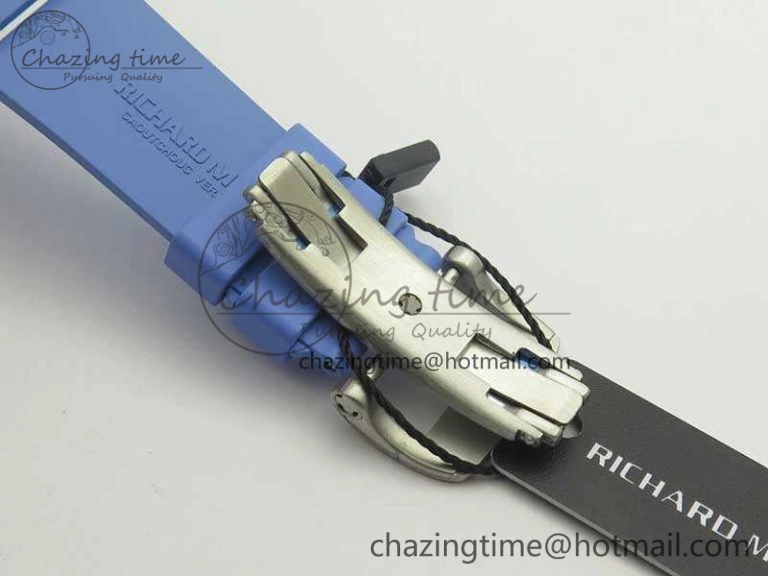 Unique RM055 Real White Ceramic Case KVF Best Edition Blue Inner Bezel Skeleton Dial Blue On Blue Rubber Strap MIYOTA8215 V 9482