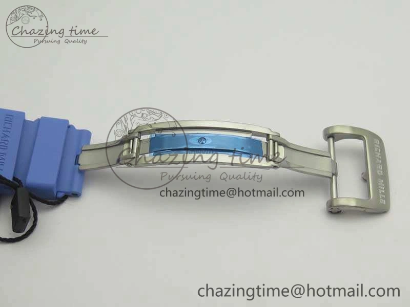 Unique RM055 Real White Ceramic Case KVF Best Edition Blue Inner Bezel Skeleton Dial Blue On Blue Rubber Strap MIYOTA8215 V 9482