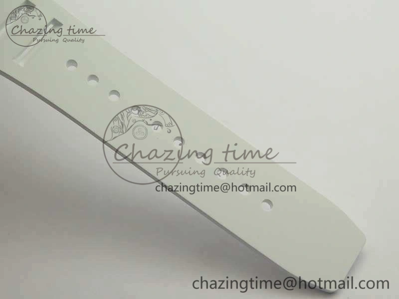 RM055 Real White Ceramic Case KVF Best Edition Blue Inner Bezel Skeleton Dial Blue On White Rubber Strap MIYOTA8215 V SmartChoice 9483