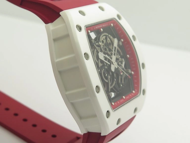 Cozy RM055 Real White Ceramic Case KVF Best Edition Red Inner Bezel Skeleton Dial Red On Red Rubber Strap MIYOTA8215 V 9485