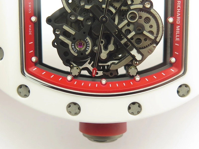 Cozy RM055 Real White Ceramic Case KVF Best Edition Red Inner Bezel Skeleton Dial Red On Red Rubber Strap MIYOTA8215 V 9485
